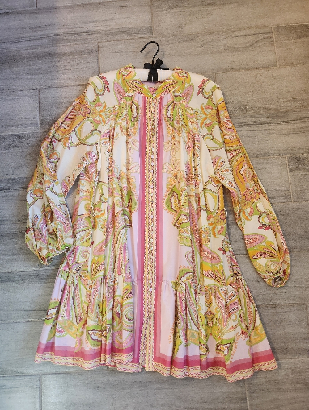 Antonio Melani Mini Dress 14 Petal Pink Green Scarf Cotton Voile Brynn New $230